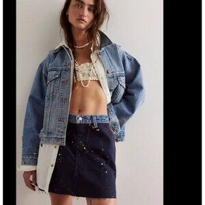 Free People x Tricia Fix Carhartt Mini Skirt Womens XS Denim Vintage Sustainable